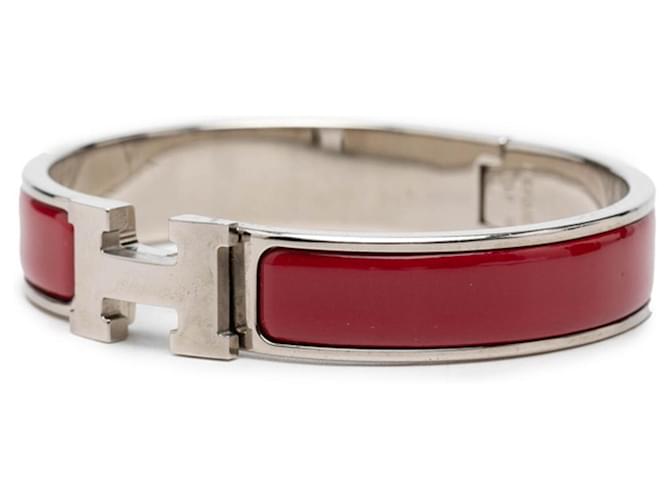 Hermès Hermes Click H PM Emailarmband Silber Rot - Ansicht 2
