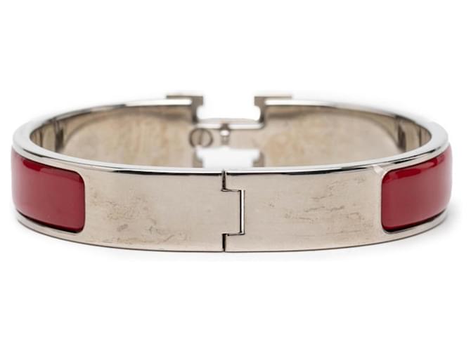 Hermès Hermes Click H PM Emailarmband Silber Rot - Ansicht 3