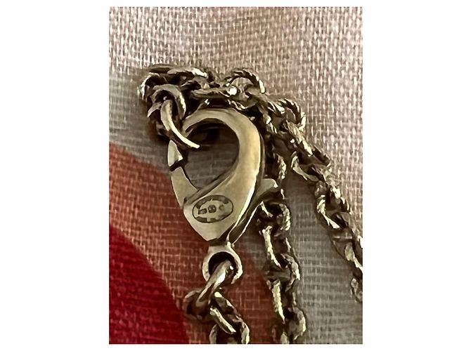 Collar Chanel CC con doble colgante dorado y verde Verde oliva Gold hardware - vista 9