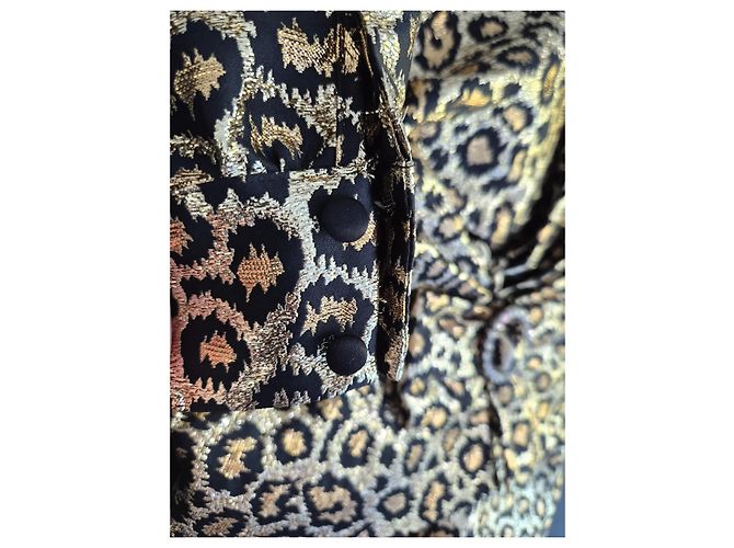 Alessandra Rich Goldenes Leopard-Print Midikleid Leopardenprint - Ansicht 3