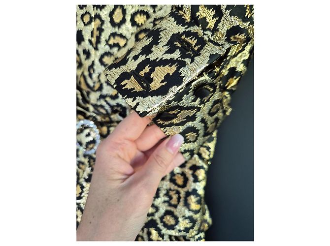 Alessandra Rich Goldenes Leopard-Print Midikleid Leopardenprint - Ansicht 4