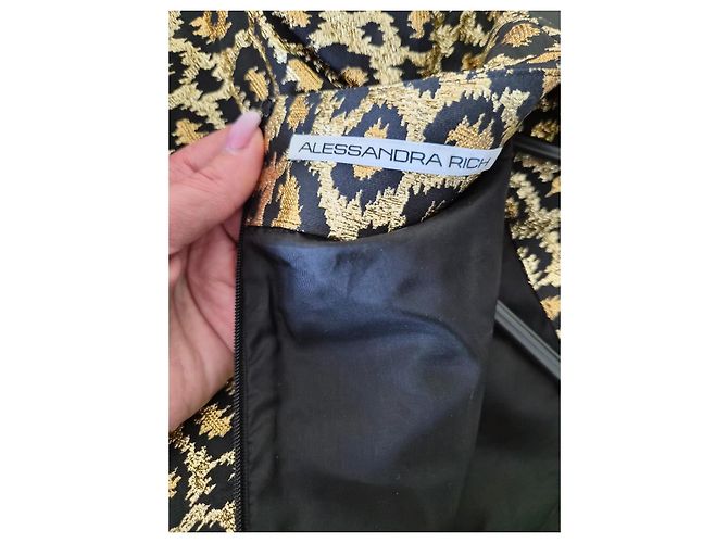 Alessandra Rich Goldenes Leopard-Print Midikleid Leopardenprint - Ansicht 9