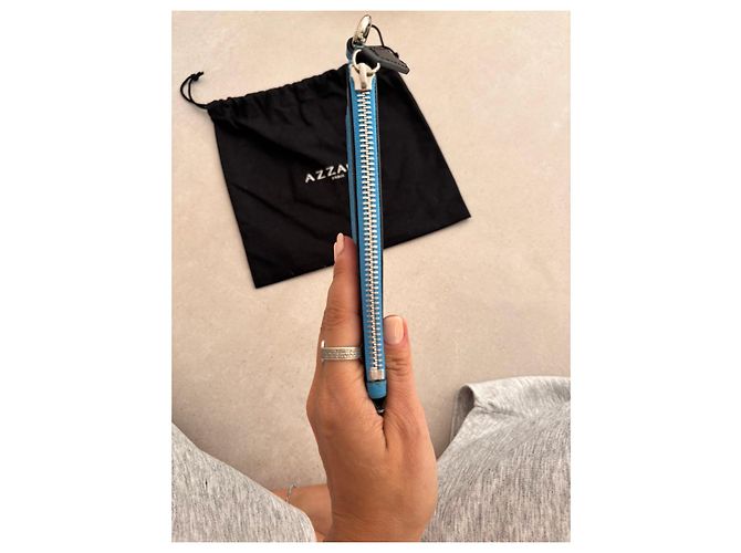 Pochette Azzaro in pelle blu - vista 5