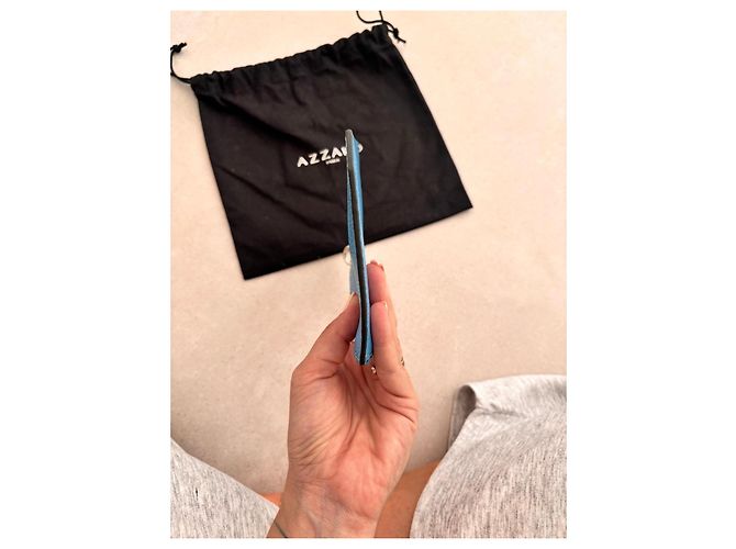 Pochette Azzaro in pelle blu - vista 7