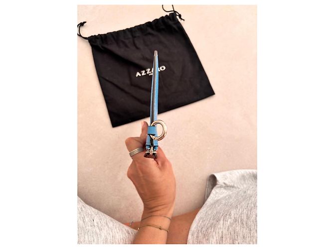 Pochette Azzaro in pelle blu - vista 8