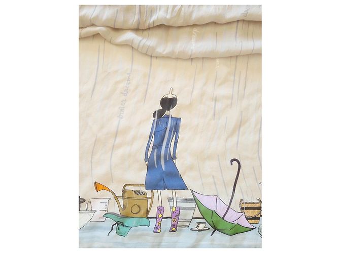 Foulard in seta Moschino Cheap and Chic "Winter Dreams" Olivia Rosa Bianco Blu Beige Verde Porpora Giallo Blu chiaro - vista 10