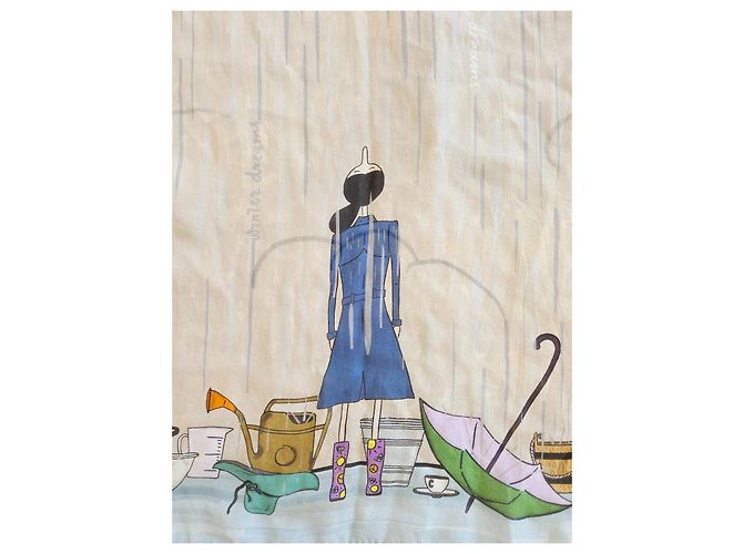 Foulard in seta Moschino Cheap and Chic "Winter Dreams" Olivia Rosa Bianco Blu Beige Verde Porpora Giallo Blu chiaro - vista 14