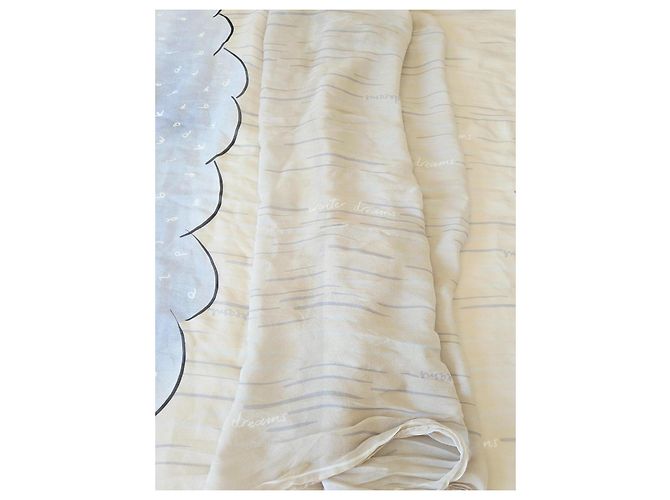 Foulard in seta Moschino Cheap and Chic "Winter Dreams" Olivia Rosa Bianco Blu Beige Verde Porpora Giallo Blu chiaro - vista 6