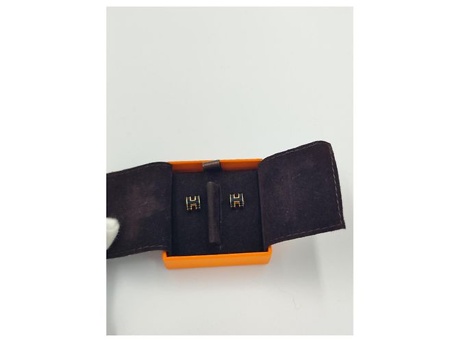 Hermès Orecchini Pop H Oro Giallo e Smalto Nero D'oro - vista 10