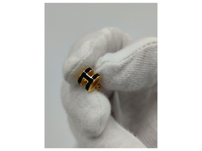 Hermès Orecchini Pop H Oro Giallo e Smalto Nero D'oro - vista 3