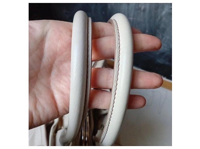 Triomphe Céline Celine Luggage Borsa a mano in pelle crema Beige - vista 13