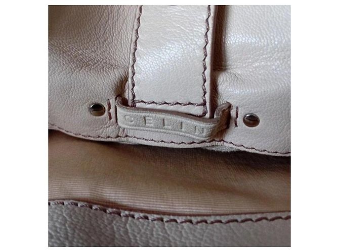 Triomphe Céline Celine Luggage Borsa a mano in pelle crema Beige - vista 15