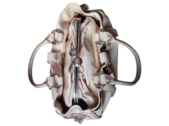 Triomphe Céline Celine Luggage Borsa a mano in pelle crema Beige - vista 8