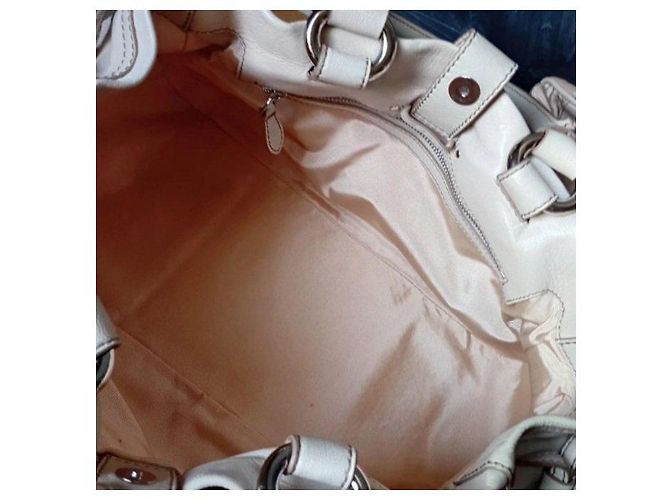 Triomphe Céline Celine Luggage Borsa a mano in pelle crema Beige - vista 9
