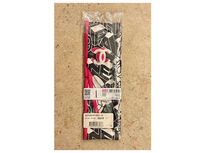 Chanel Slim Bandeau Foulard Monogramma Nero e Bianco Rosa - vista 9