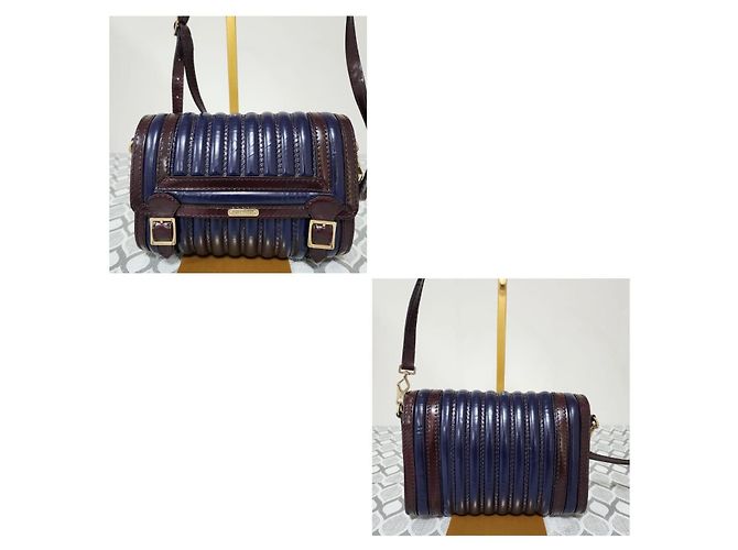 Burberry Prorsum Borsa a Tracolla Barrel Canteen Pelle Vernice - vista 5