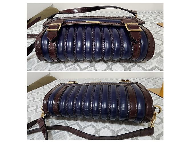 Burberry Prorsum Borsa a Tracolla Barrel Canteen Pelle Vernice - vista 6