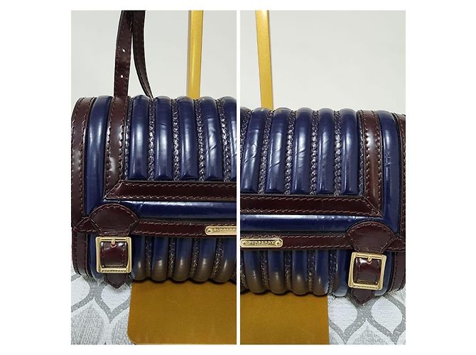 Burberry Prorsum Borsa a Tracolla Barrel Canteen Pelle Vernice - vista 8