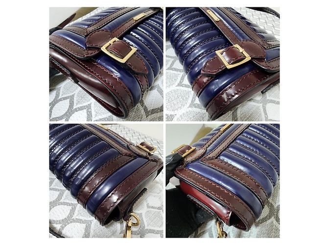 Burberry Prorsum Borsa a Tracolla Barrel Canteen Pelle Vernice - vista 9