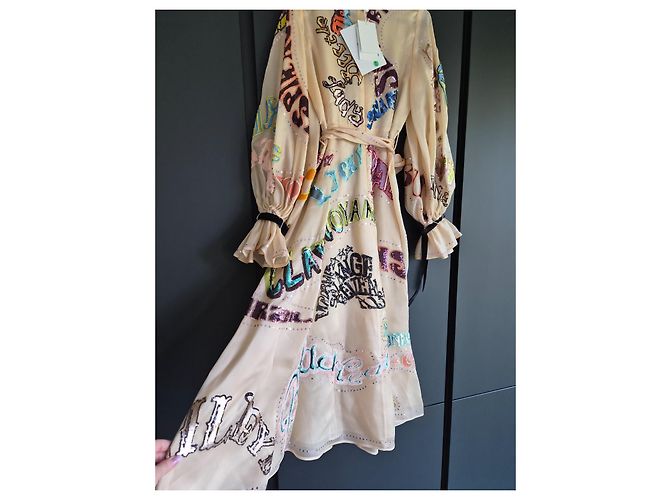 Zimmermann Vestido midi de seda Ladybeetle Sequin Multicolor Beige - vista 11