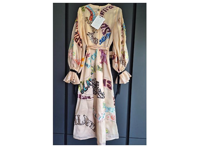 Zimmermann Vestido midi de seda Ladybeetle Sequin Multicolor Beige - vista 8