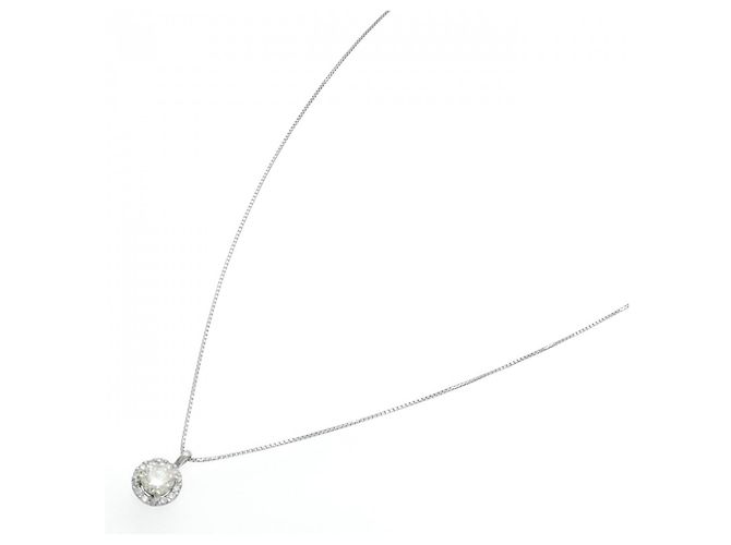 Autre Marque Platin-Diamant-Halskette Silber - Ansicht 2