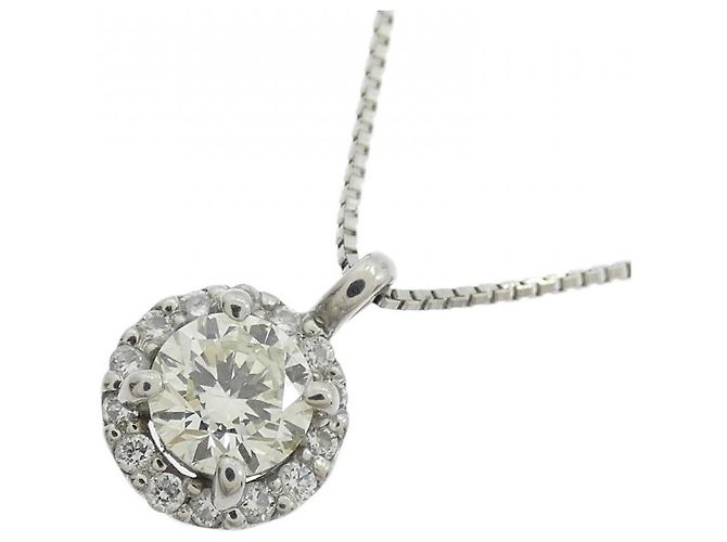 Autre Marque Platin-Diamant-Halskette Silber - Ansicht 3