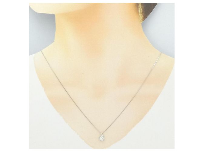 Autre Marque Platin-Diamant-Halskette Silber - Ansicht 6