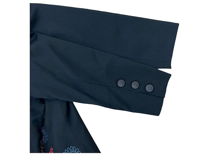 Chaqueta de lana sin cuello bordada Yves Saint Laurent Negro - vista 5