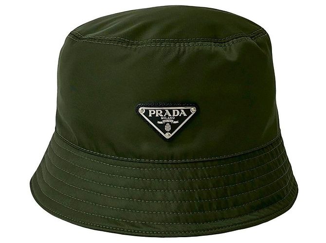 Gorra bucket de algodón y Re-Nylon Prada Verde Caqui - vista 2