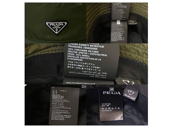 Gorra bucket de algodón y Re-Nylon Prada Verde Caqui - vista 3