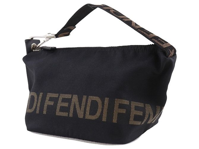 Fendi Logo Nylon Canvas Handtasche Schwarz - Ansicht 2