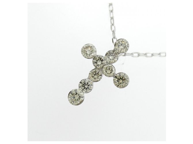 Autre Marque Collana Cross Diamond in Au750 Argento - vista 3