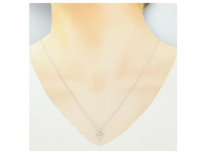 Autre Marque Collana Cross Diamond in Au750 Argento - vista 6