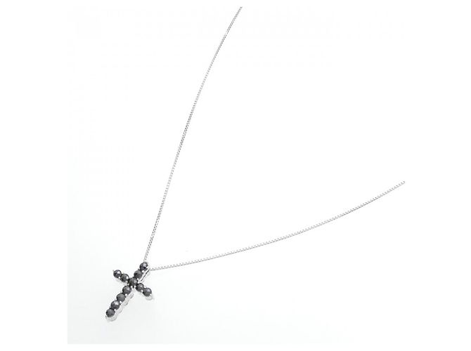 Autre Marque Collana Cross Diamond in Au750 Argento - vista 2