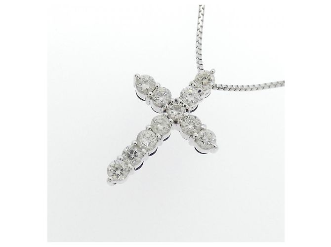 Autre Marque Collana Cross Diamond in Au750 Argento - vista 4