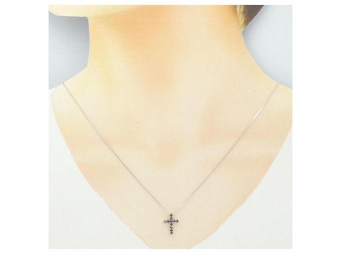 Autre Marque Collana Cross Diamond in Au750 Argento - vista 6