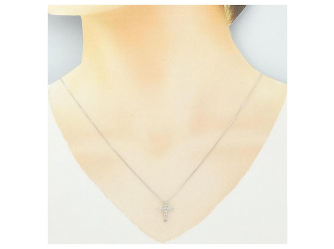 Autre Marque Collana Cross Diamond in Au750 - vista 6