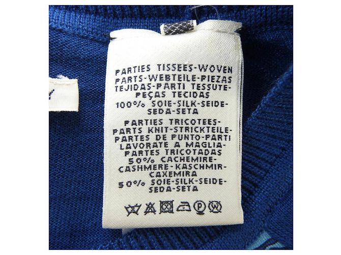 Hermès Top in seta e cashmere Hermes DIES ET HORE 34 Blu Blu navy - vista 3