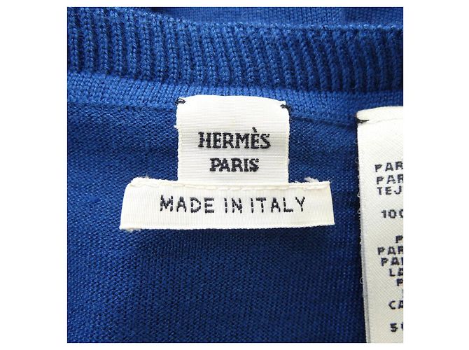 Hermès Top in seta e cashmere Hermes DIES ET HORE 34 Blu Blu navy - vista 4