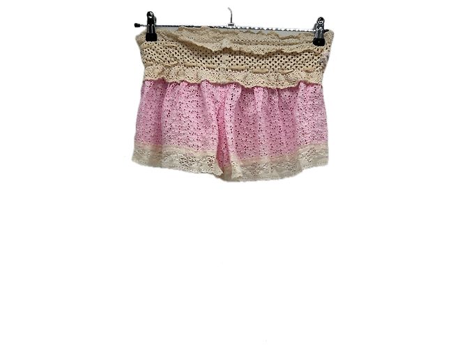 Autre Marque Short transparente creme e rosa - vista 2