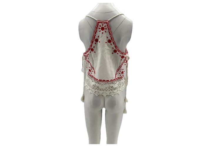 Top de algodón blanco y rojo Free People M - vista 2
