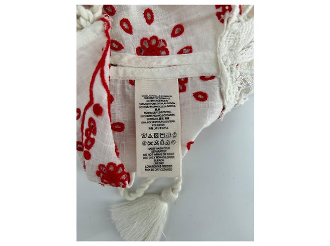 Top de algodón blanco y rojo Free People M - vista 6