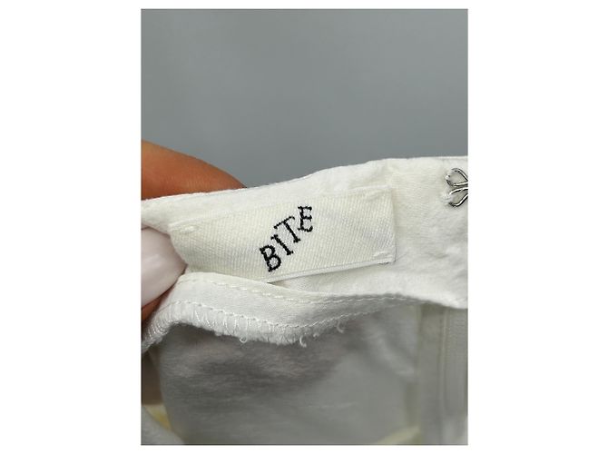 Autre Marque Top bustier con volant BITE bianco in cotone - vista 5