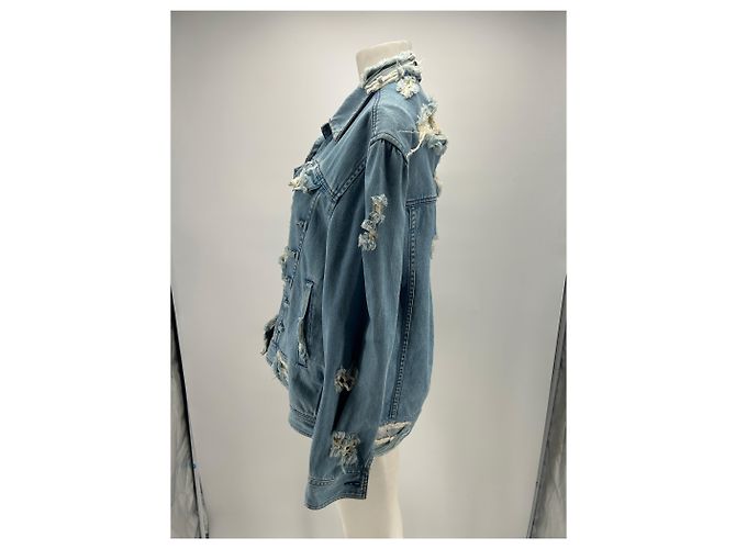 Autre Marque Jeansjacke mit Löchern Blau - Ansicht 3
