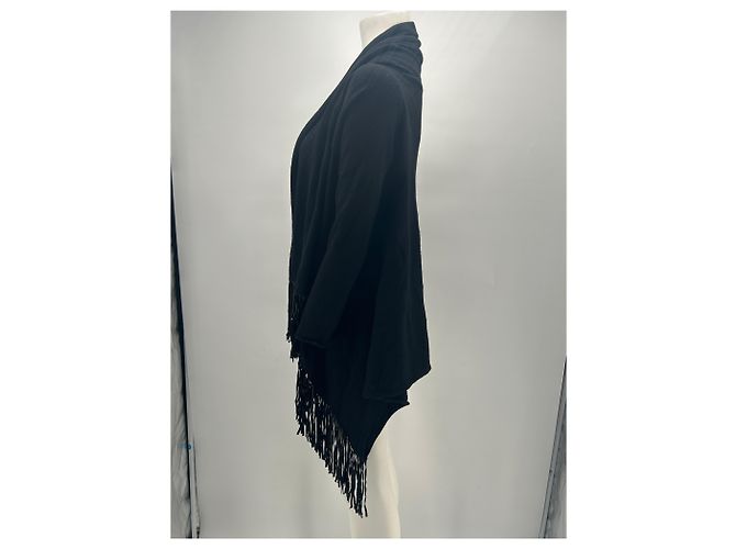 Autre Marque THEN PARIS Fransen Cardigan aus Kaschmir Schwarz - Ansicht 3