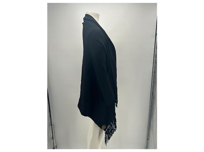 Autre Marque THEN PARIS Fransen Cardigan aus Kaschmir Schwarz - Ansicht 4