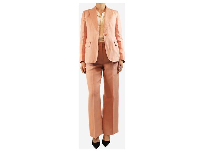Weekend Max Mara Conjunto de dos piezas de lino rosa - talla UK 8 - vista 3