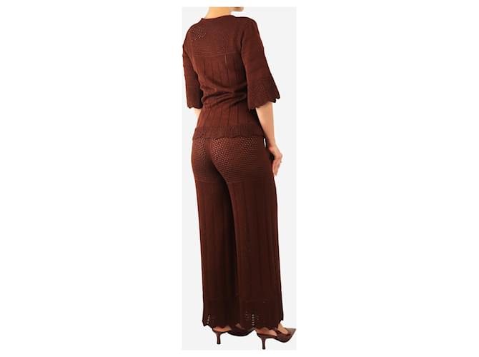 Eres Brown open-knit top and trouser set - size Castaño - vista 2