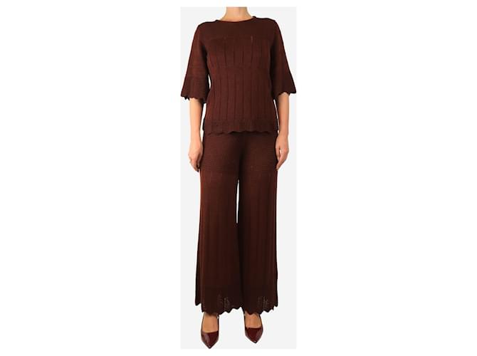 Eres Brown open-knit top and trouser set - size Castaño - vista 3